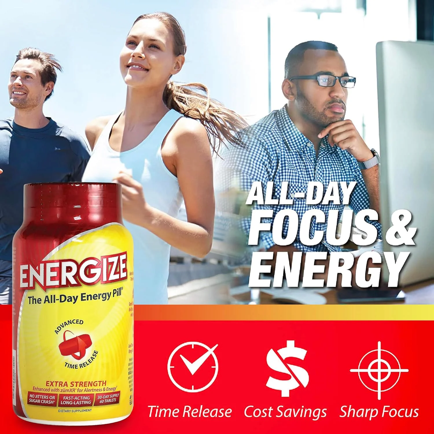قرص های کافئین فوق العاده قوی iSatori Energise - قرص انرژی سریع الاثر و طولانی مدت - کافئین با رهش طولانی - بهبود هوشیاری و وضوح ذهنی - انرژی تمام روز، بدون لرزش، بدون افت ناگهانی (60 قرص) قرص های کافئین فوق العاده قوی iSatori Energise - قرص انرژی سریع الاثر و طولانی مدت - کافئین با رهش طولانی - بهبود هوشیاری و وضوح ذهنی - انرژی تمام روز، بدون لرزش، بدون افت ناگهانی (60 قرص)