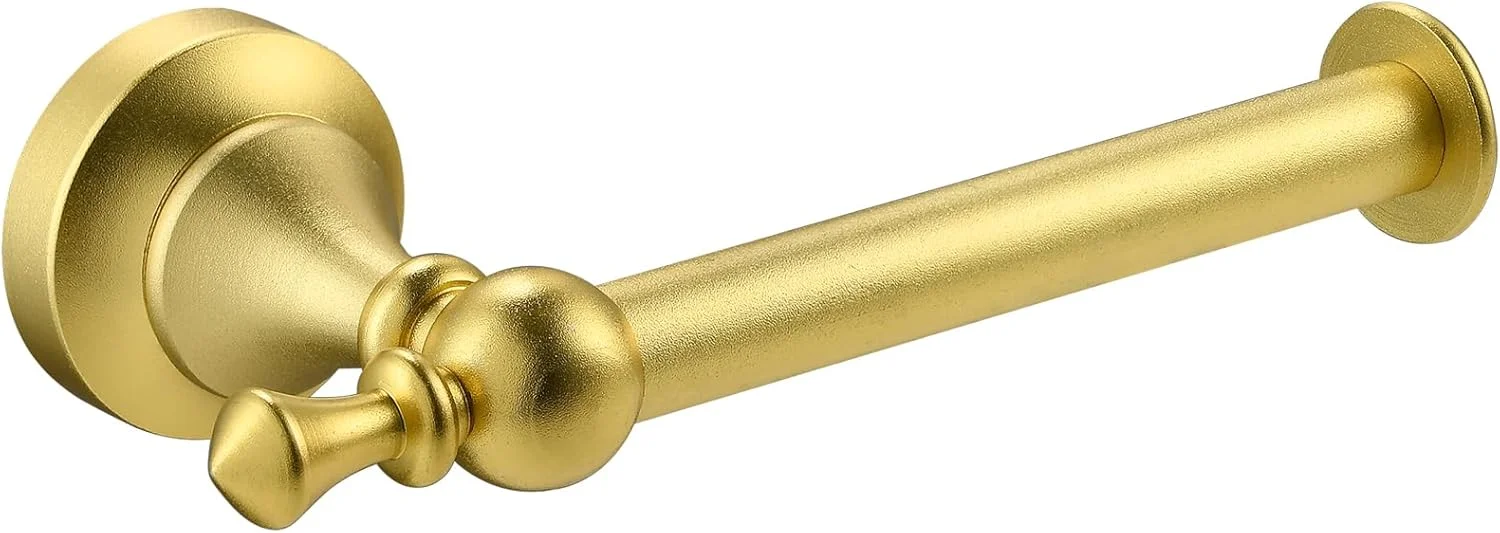 جا دستمال کاغذی توالت دیواری - جا رولی دستمال کاغذی گرد طلایی زرد رترو برای رول بزرگ، جا رولی دستمال کاغذی آلومینیومی ممتاز برای حمام، دستشویی، ضد زنگ (طلایی)