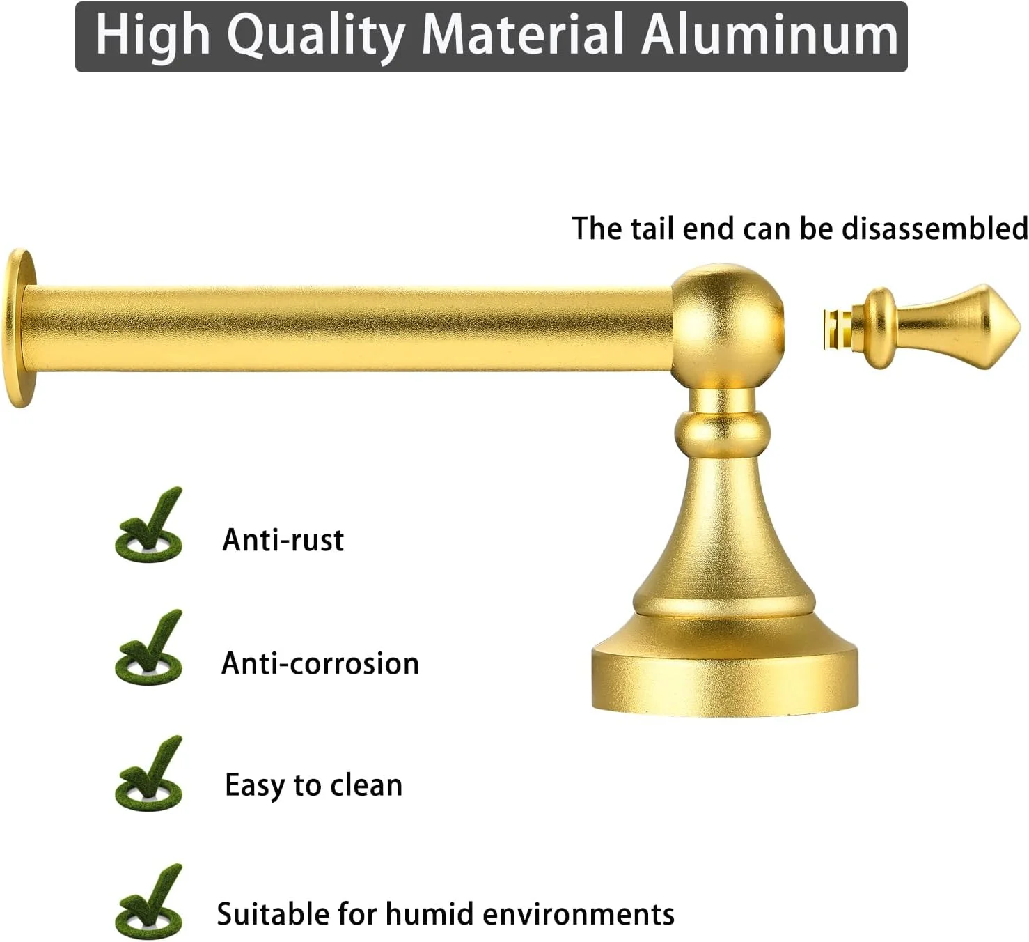 جا دستمال کاغذی توالت دیواری - جا رولی دستمال کاغذی گرد طلایی زرد رترو برای رول بزرگ، جا رولی دستمال کاغذی آلومینیومی ممتاز برای حمام، دستشویی، ضد زنگ (طلایی)
