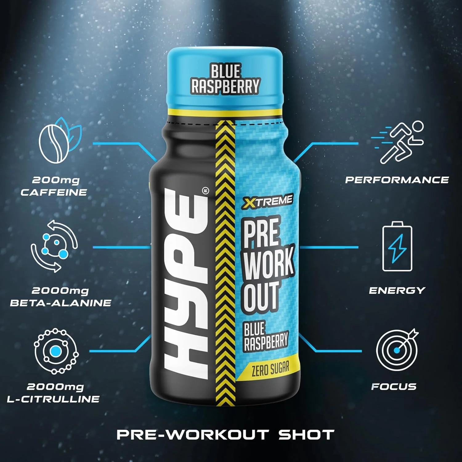 شات های قبل از تمرین Hype Xtreme - طعم تمشک آبی، 200 میلی گرم کافئین، 2000 میلی گرم بتا آلانین، 2000 میلی گرم ال-سیترولین، بدون شکر - افزایش انرژی آماده برای نوشیدن برای افزایش تمرکز و عملکرد (بسته 12 عددی) شات های قبل از تمرین Hype Xtreme - طعم تمشک آبی، 200 میلی گرم کافئین، 2000 میلی گرم بتا آلانین، 2000 میلی گرم ال-سیترولین، بدون شکر - افزایش انرژی آماده برای نوشیدن برای افزایش تمرکز و عملکرد (بسته 12 عددی)