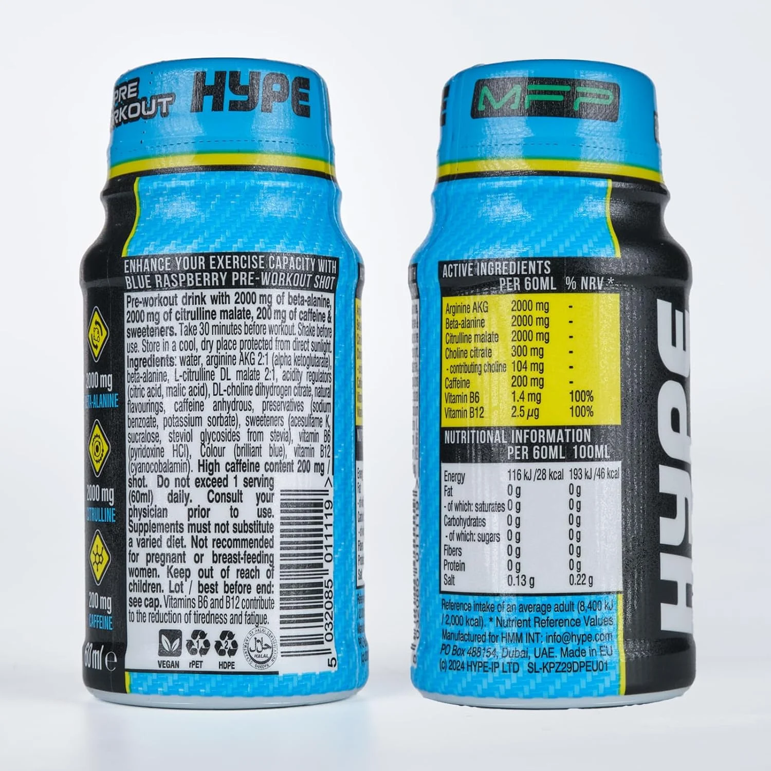 شات های قبل از تمرین Hype Xtreme - طعم تمشک آبی، 200 میلی گرم کافئین، 2000 میلی گرم بتا آلانین، 2000 میلی گرم ال-سیترولین، بدون شکر - افزایش انرژی آماده برای نوشیدن برای افزایش تمرکز و عملکرد (بسته 12 عددی) شات های قبل از تمرین Hype Xtreme - طعم تمشک آبی، 200 میلی گرم کافئین، 2000 میلی گرم بتا آلانین، 2000 میلی گرم ال-سیترولین، بدون شکر - افزایش انرژی آماده برای نوشیدن برای افزایش تمرکز و عملکرد (بسته 12 عددی)