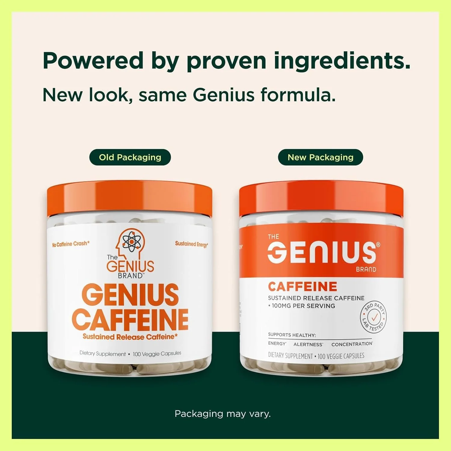 کپسول کافئین Genius - کافئین میکروکپسوله شده با رهش پایدار برای انرژی و تمرکز یکنواخت و طولانی مدت - بدون لرزش یا افت ناگهانی - 100 میلی گرم در هر کپسول - 100 سروینگ - تقویت کننده عملکرد طبیعی کپسول کافئین Genius - کافئین میکروکپسوله شده با رهش پایدار برای انرژی و تمرکز یکنواخت و طولانی مدت - بدون لرزش یا افت ناگهانی - 100 میلی گرم در هر کپسول - 100 سروینگ - تقویت کننده عملکرد طبیعی