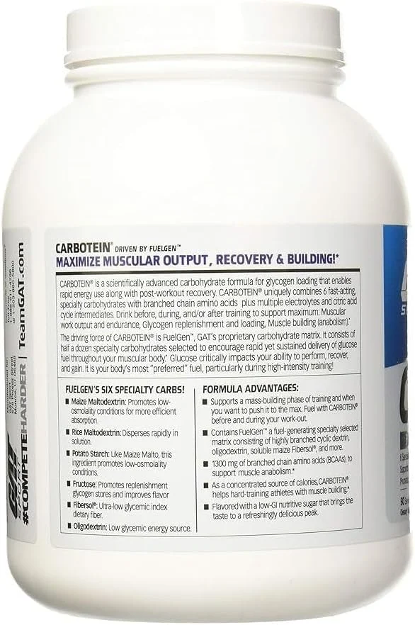 GAT SPORT Carbotein Supplement, Grape, 3.85 Pound GAT SPORT Carbotein Supplement, Grape, 3.85 Pound