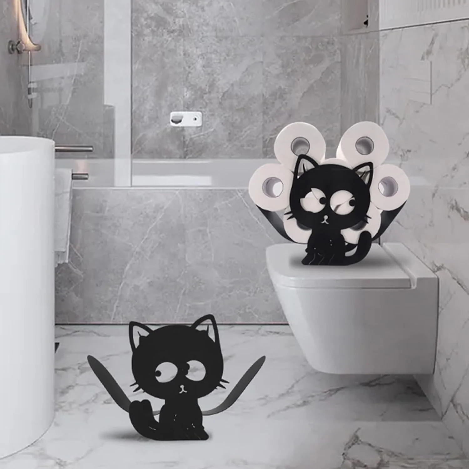 جا دستمال کاغذی طرح گربه، نگهدارنده حوله و لوازم تزئینی - پخش کننده خلاقانه و تزئینی صرفه جویی در فضا برای پیشخوان، خانه روستایی، حمام، آشپزخانه، فضاهای کوچک، کلبه، استفاده بهداشتی