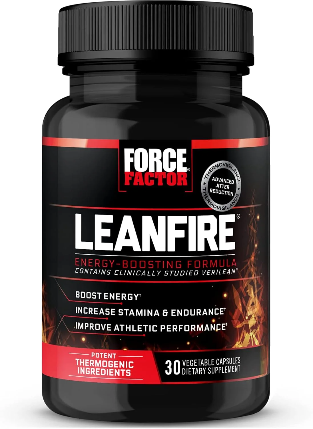 قرص های انرژی قبل از تمرین Force Factor LeanFire با عصاره چای سبز و کافئین برای افزایش انرژی، عضله سازی بدون چربی، مشکی، 30 عدد (بسته 1 عددی)، بسته بندی ممکن است متفاوت باشد