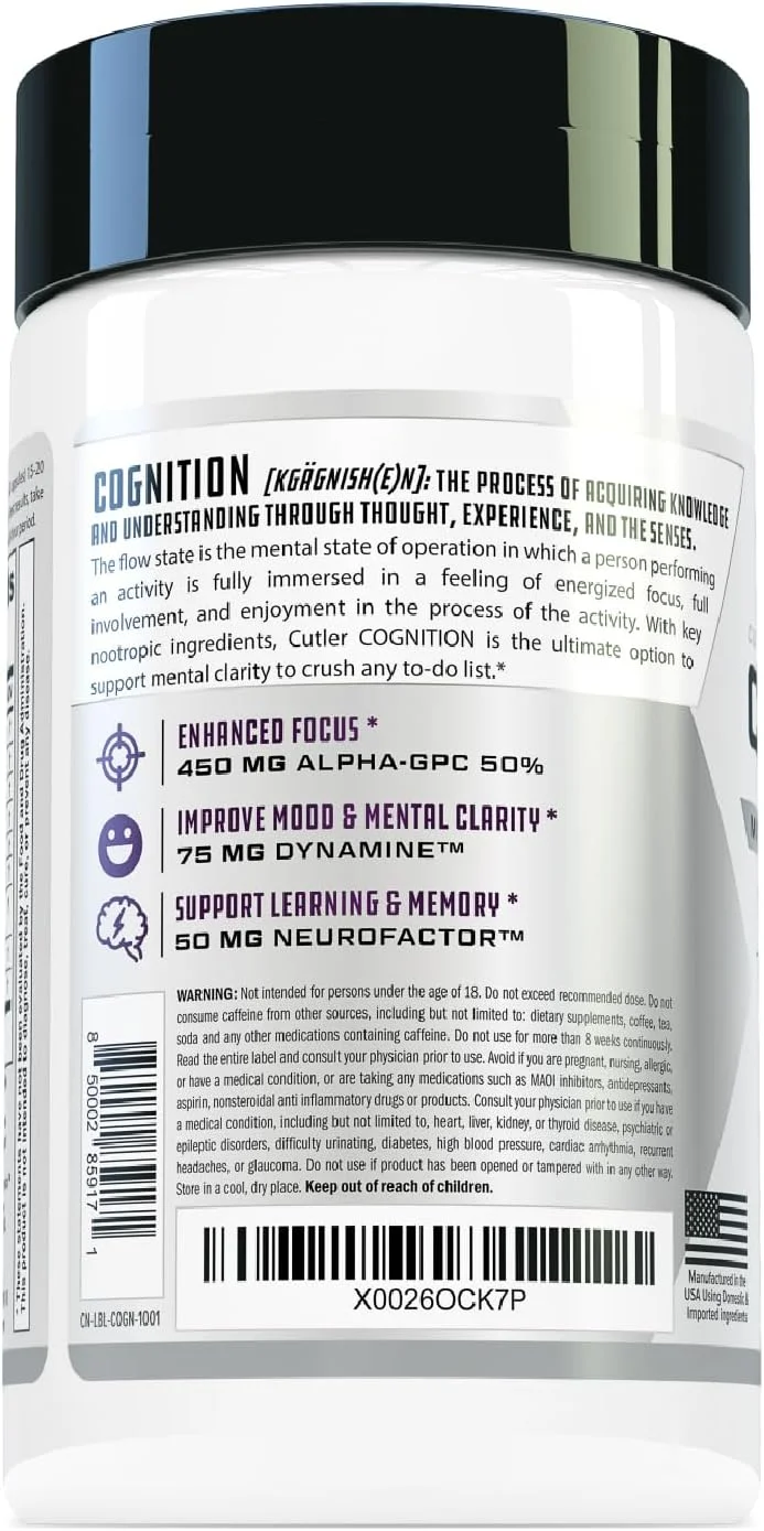COGNITION High Potency Brain Nootropic Focus Supplement: Best Nootropic and Energy Pills for Mental Clarity, Memory, Studying, Gaming, and Work | Alpha GPC, Dynamine, Caffeine, L Theanine, 60 Count COGNITION High Potency Brain Nootropic Focus Supplement: Best Nootropic and Energy Pills for Mental Clarity, Memory, Studying, Gaming, and Work | Alpha GPC, Dynamine, Caffeine, L Theanine, 60 Count