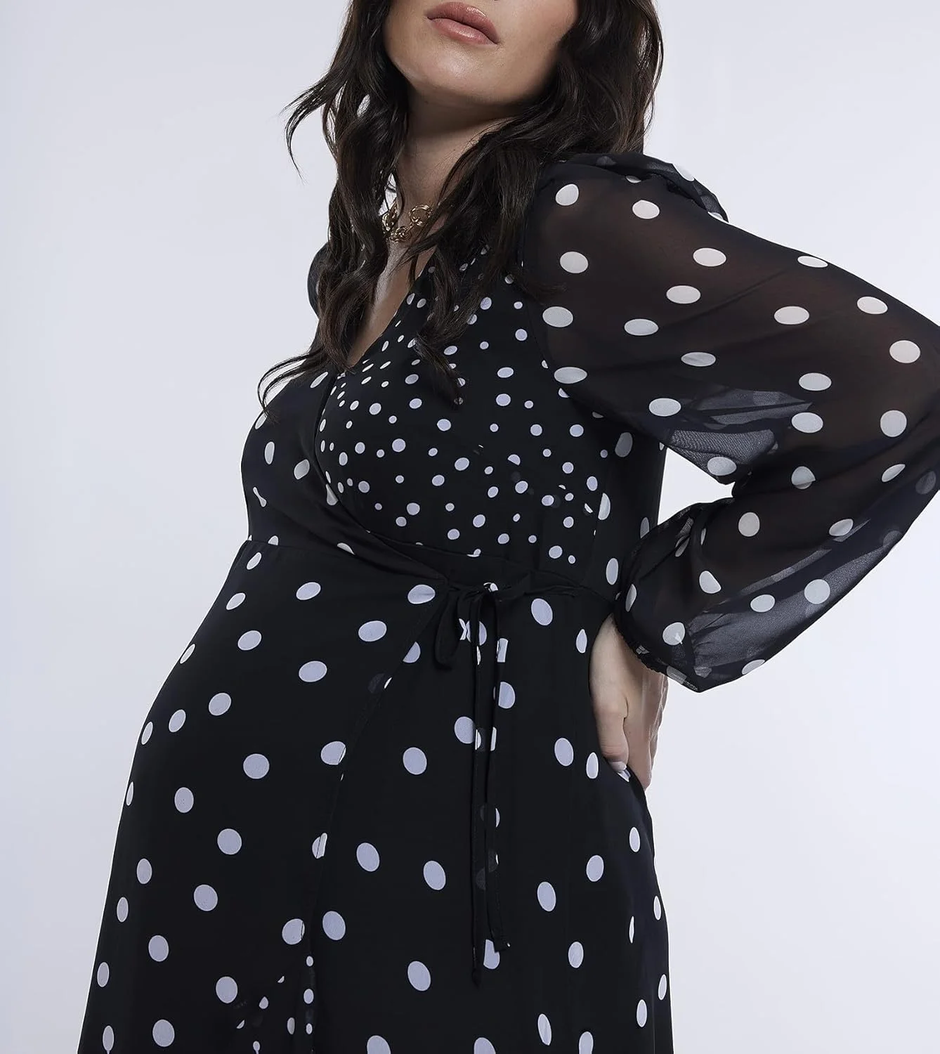 لباس بارداری زنانه آستین بلند مدل Wrap Flounce Midi Motherhood MATERNITY لباس بارداری زنانه آستین بلند مدل Wrap Flounce Midi Motherhood MATERNITY