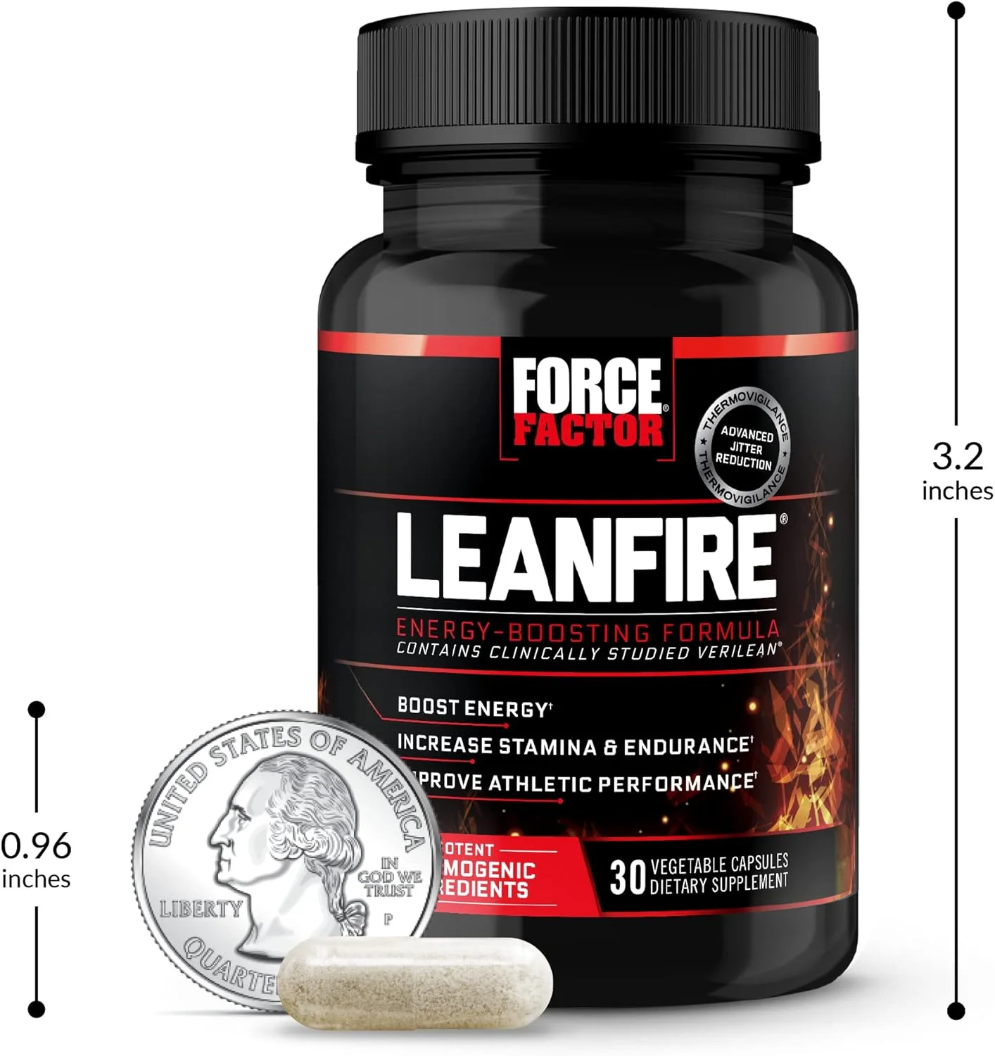 قرص های انرژی قبل از تمرین Force Factor LeanFire با عصاره چای سبز و کافئین برای افزایش انرژی، عضله سازی بدون چربی، مشکی، 30 عدد (بسته 1 عددی)، بسته بندی ممکن است متفاوت باشد