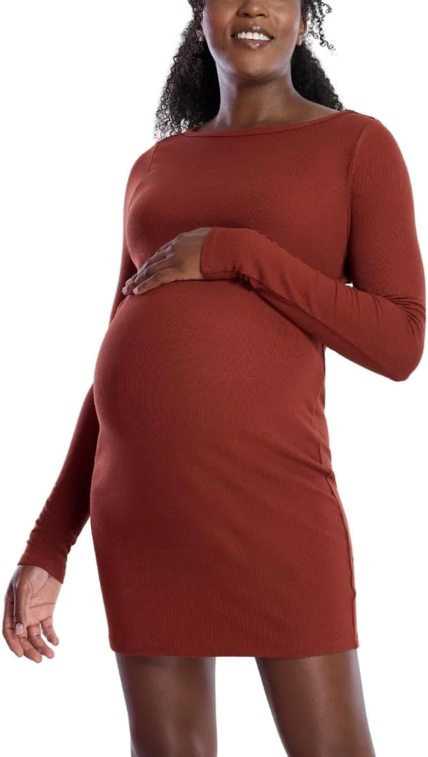 لباس بارداری آستین بلند زنانه Motherhood MATERNITY مدل مینی بافتنی کبریتی، لباس غیر رسمی بارداری