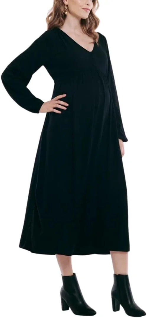 لباس بارداری زنانه Motherhood MATERNITY آستین بلند دکمه دار میدی