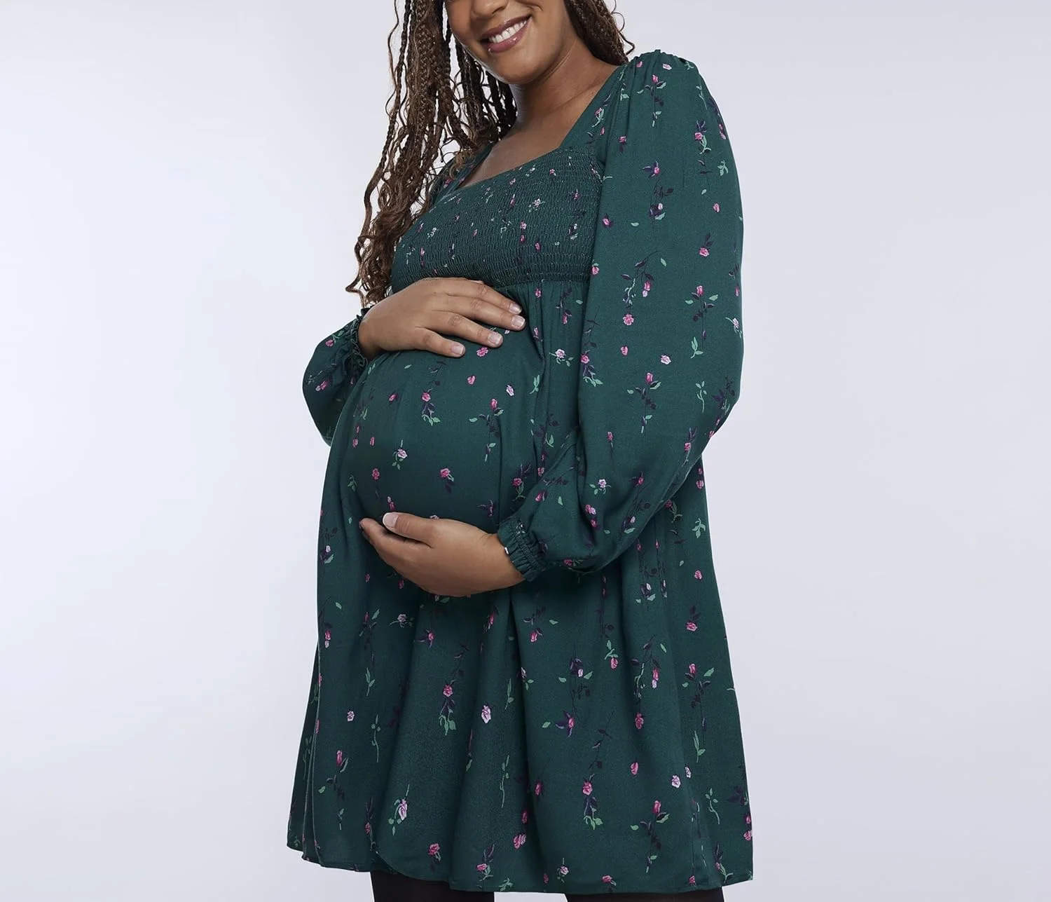 لباس بارداری زنانه آستین بلند مدل Smocked Babydoll Mini Dress Motherhood