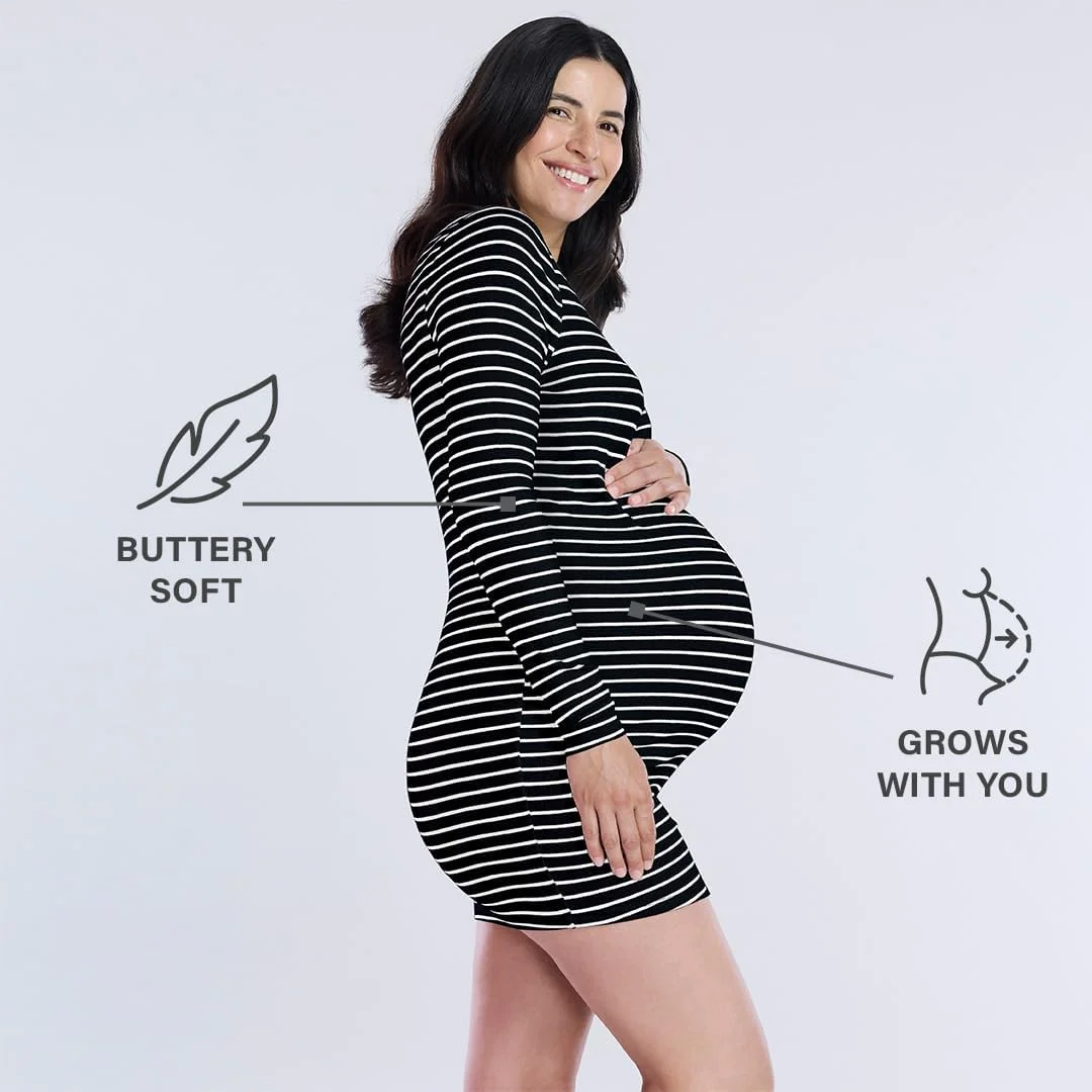 لباس بارداری آستین بلند زنانه Motherhood MATERNITY مدل مینی بافتنی کبریتی، لباس غیر رسمی بارداری لباس بارداری آستین بلند زنانه Motherhood MATERNITY مدل مینی بافتنی کبریتی، لباس غیر رسمی بارداری