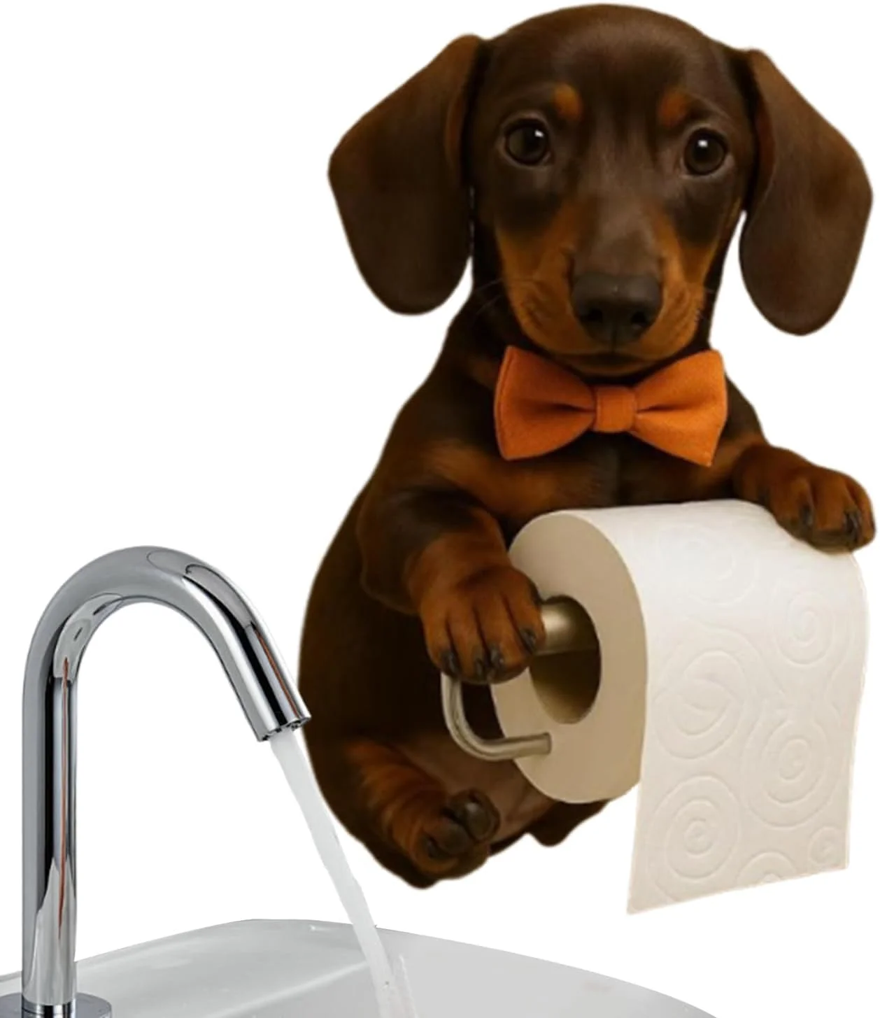 جا دستمال توالت رولی طرح سگ - جا دستمال کاغذی دیواری طرح سگ - استند نگهدارنده رول رزینی، دکور زیبا، لوازم تزئینی منزل برای نگهداری و نظم دهی آشپزخانه هتل
