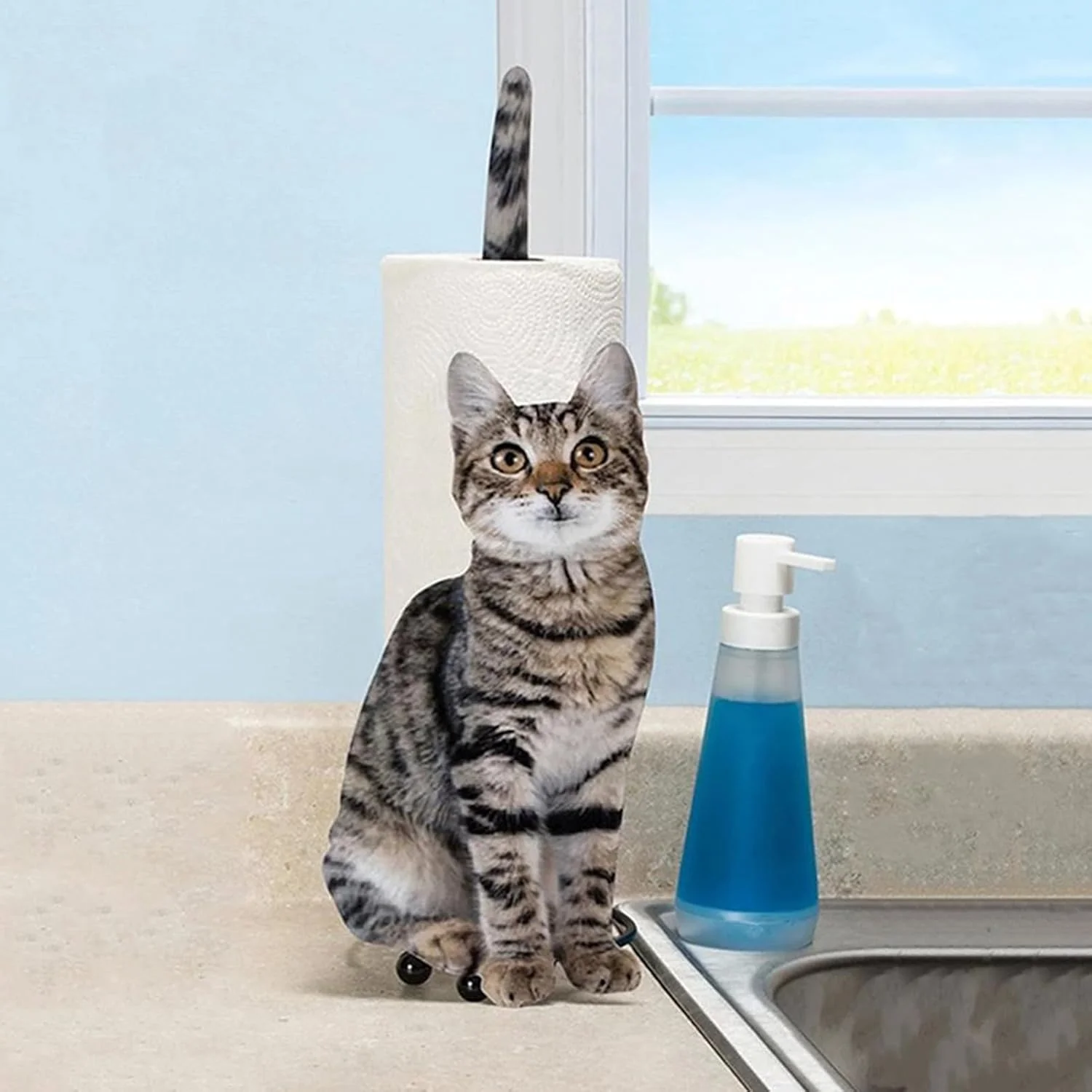 پایه نگهدارنده دستمال توالت، نگهدارنده رول دستمال توالت طرح گربه - قفسه ایستاده ابزار عمودی صرفه جویی در فضا برای آپارتمان، هتل