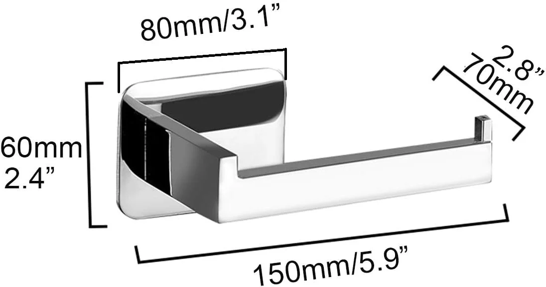 جا دستمال توالت، خود چسب، بدون نیاز به سوراخکاری، نگهدارنده رول توالت کروم استیل ضد زنگ آینه 8K، لوازم جانبی حمام و آشپزخانه، استیل ضد زنگ 304، آینه