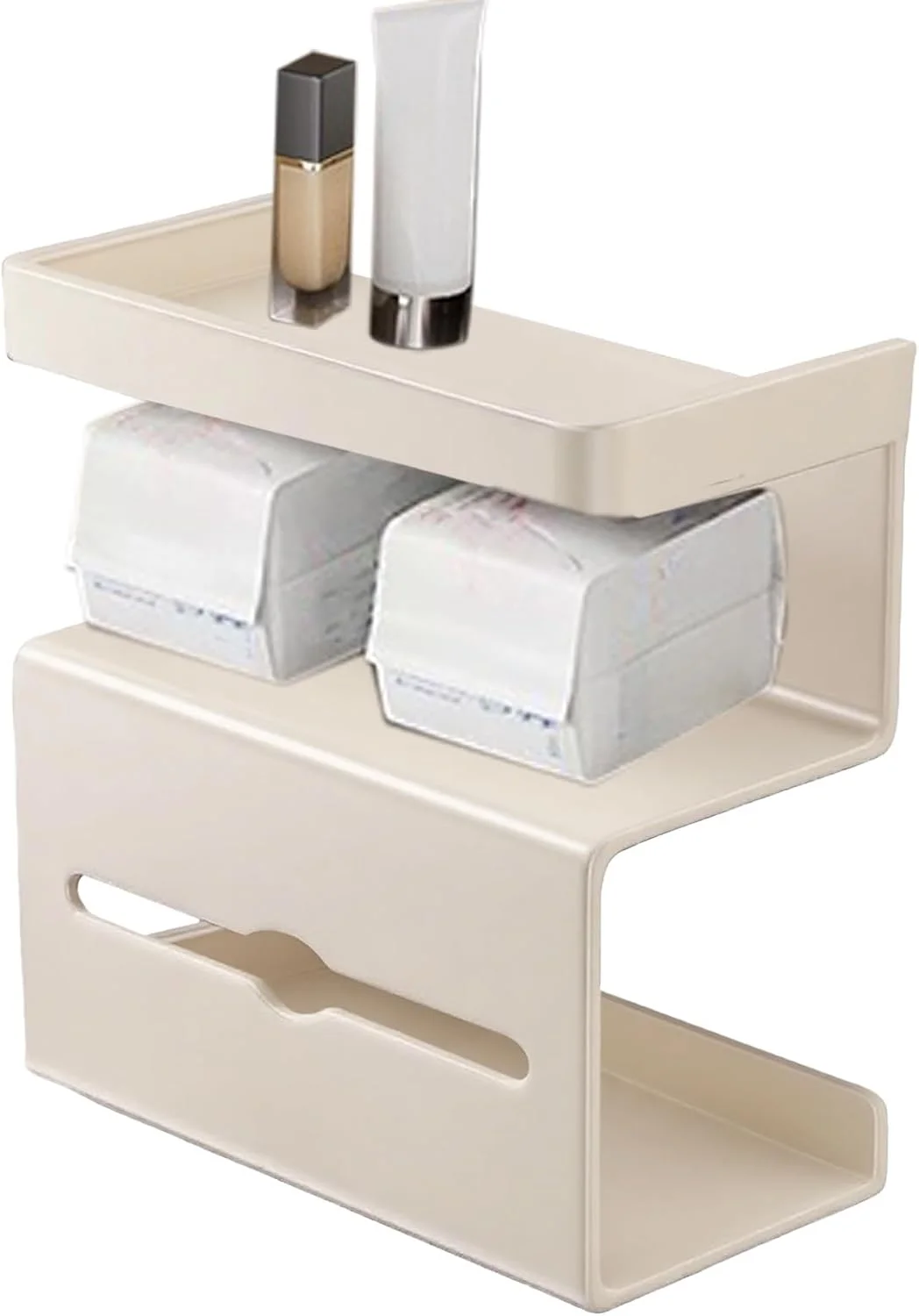 نگهدارنده دستمال توالت با قفسه | پایه نگهدارنده دستمال توالت بدون نیاز به سوراخکاری با قفسه - پایه سازمان دهنده مدرن و صرفه جویی در فضا برای آپارتمان، خانه، حمام مهمان، اتاق پودر، تجاری