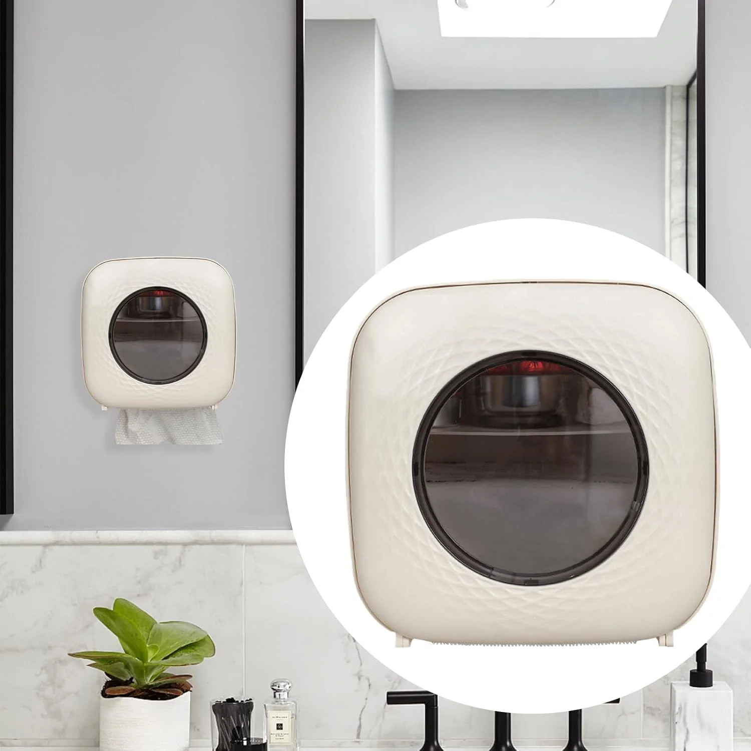 Toilet Paper Holder with Shelf - Toilet Paper Roll Dispenser for Bathroom,No Drilling Dustproof Organizer Box for Household Hotel Car Travel Living Room Kitchen