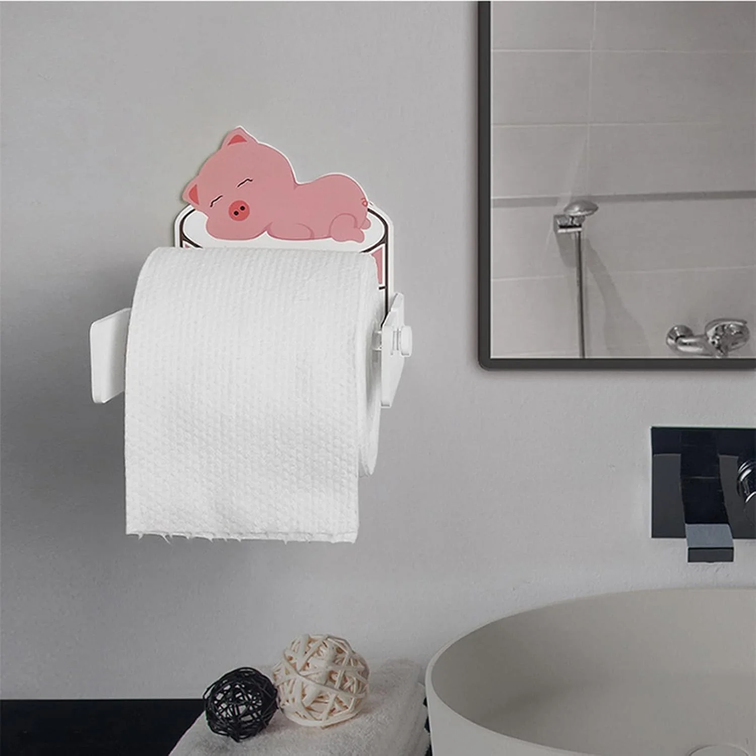 جا دستمال کاغذی LIU - آکریلیک کارتونی خود چسب، مناسب برای دستمال کاغذی و حوله صورت یکبار مصرف، برای خانه، اتاق کودک، حمام و سرویس بهداشتی