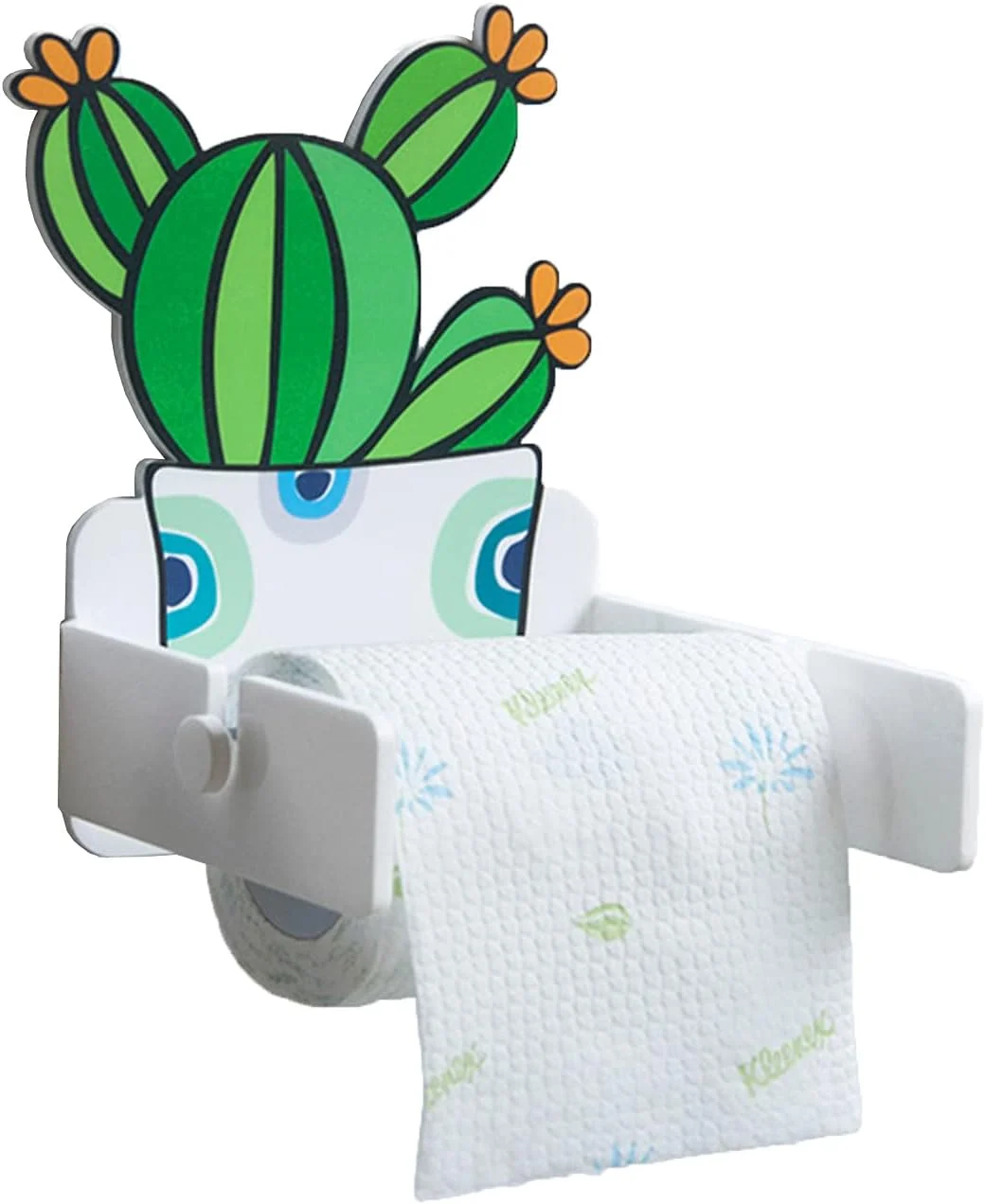 Toilet paper holder LIU- Self-adhesive Acrylic Green Cactus Potted Shape for Kitchen Bathroom Washroom Decoration(Size:small)