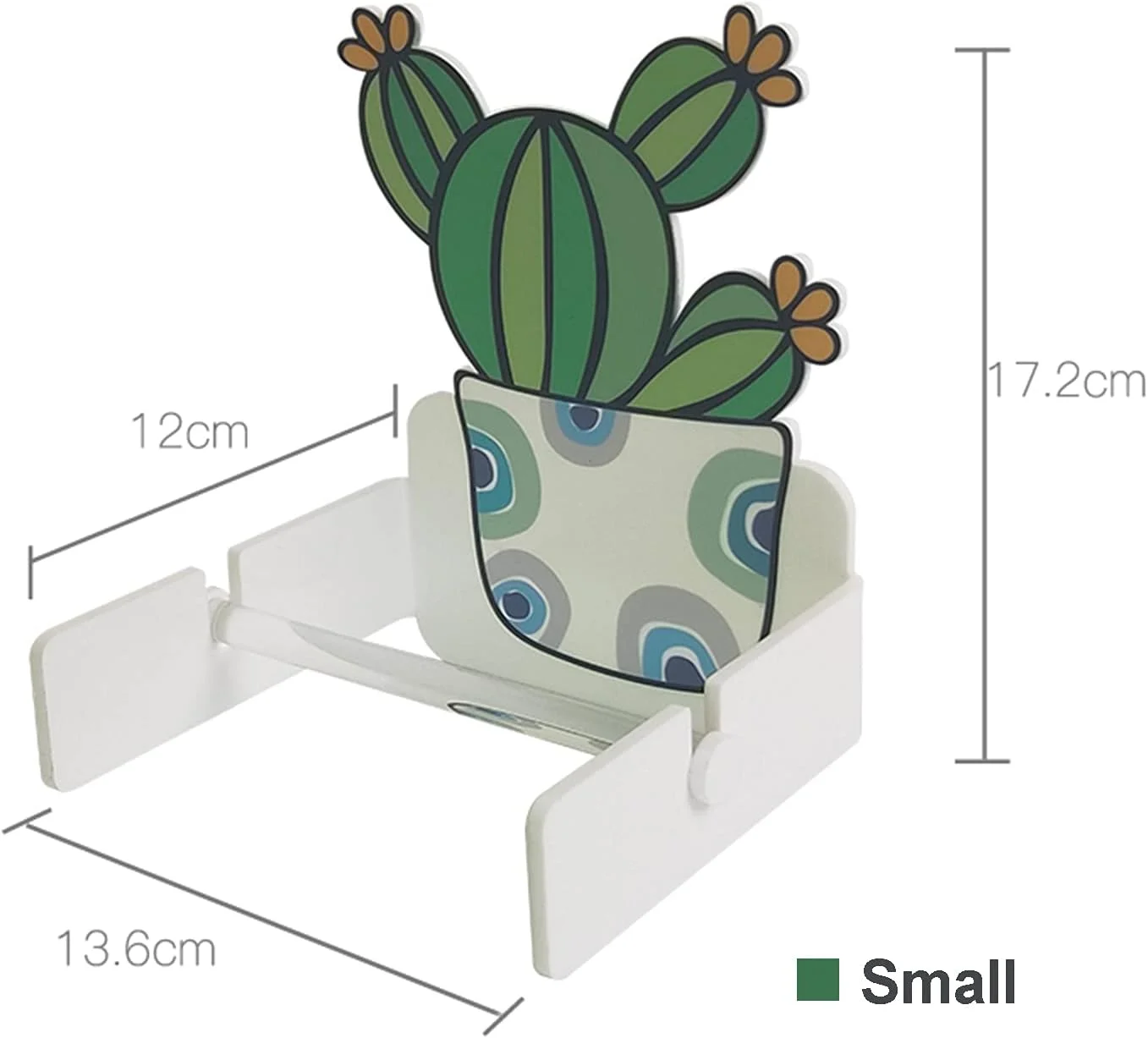 Toilet paper holder LIU- Self-adhesive Acrylic Green Cactus Potted Shape for Kitchen Bathroom Washroom Decoration(Size:small)