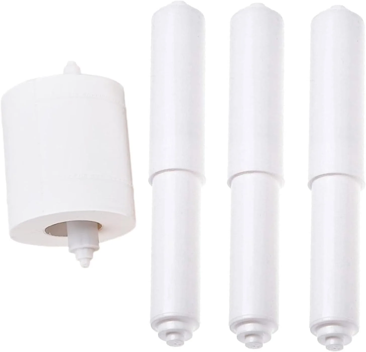 غلتک های نگهدارنده دستمال توالت، 3 عدد نگهدارنده دستمال توالت سفید، غلتک جایگزین فنری برای دستمال کاغذی توالت، نصب آسان (انتهای نوک تیز سفید)