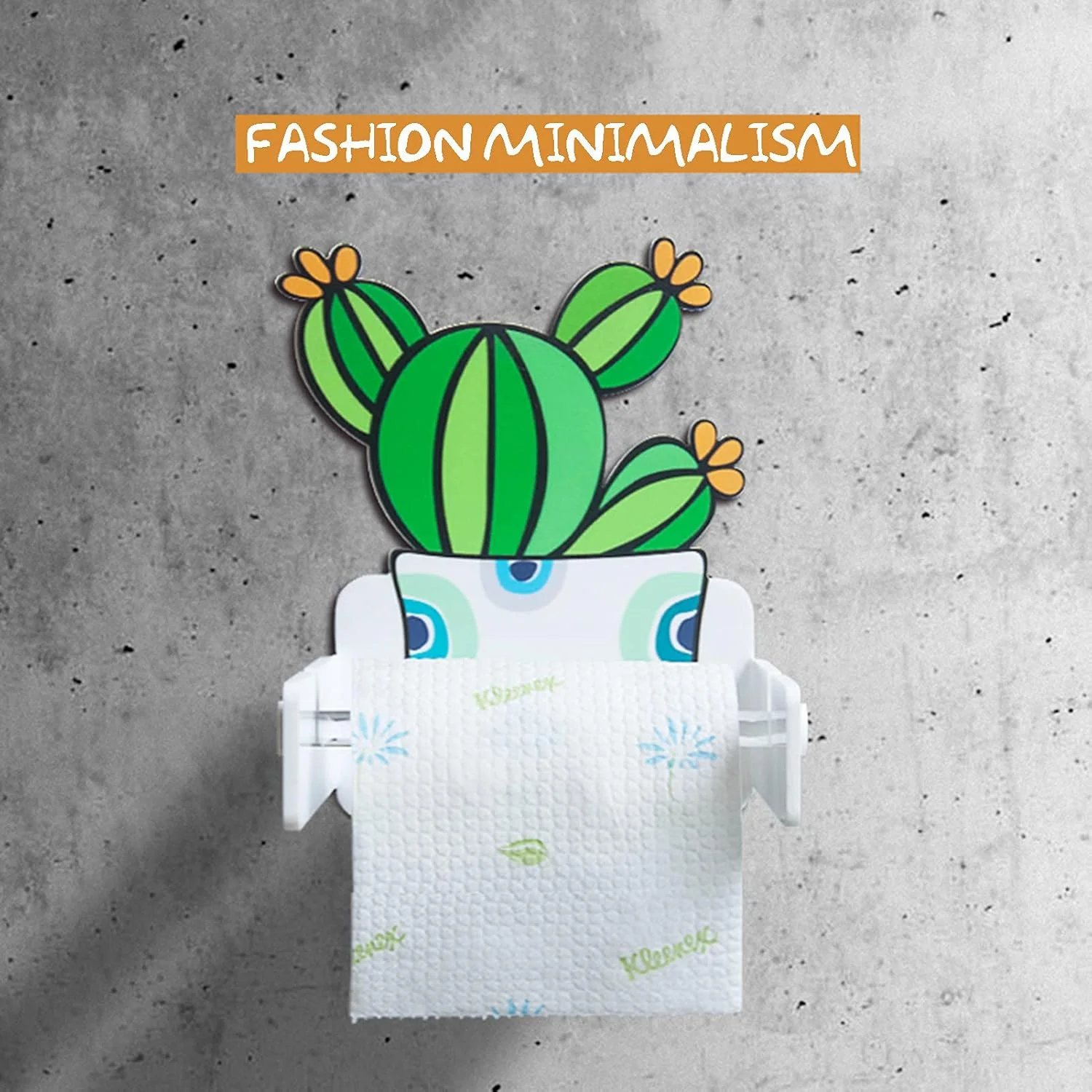 Toilet paper holder LIU- Self-adhesive Acrylic Green Cactus Potted Shape for Kitchen Bathroom Washroom Decoration(Size:small)