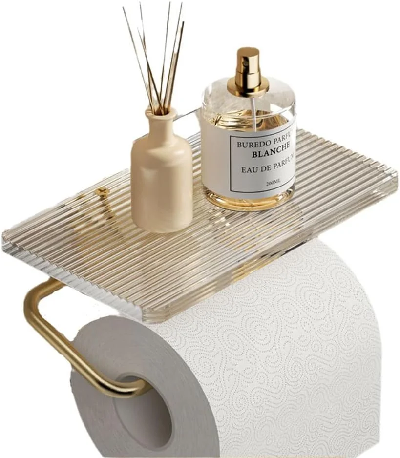 جا دستمال کاغذی توالت با قفسه تلفن، جا حوله کاغذی طلایی خود چسب، نصب دیواری