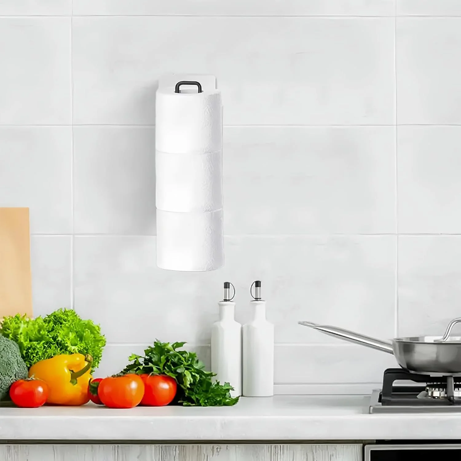 نگهدارنده دستمال توالت - نگهدارنده رول دستمال کاغذی توالت، سازمان دهنده دستمال کاغذی دیواری آهنی، قفسه رول بدون سوراخ کاری برای آشپزخانه سرویس بهداشتی RV