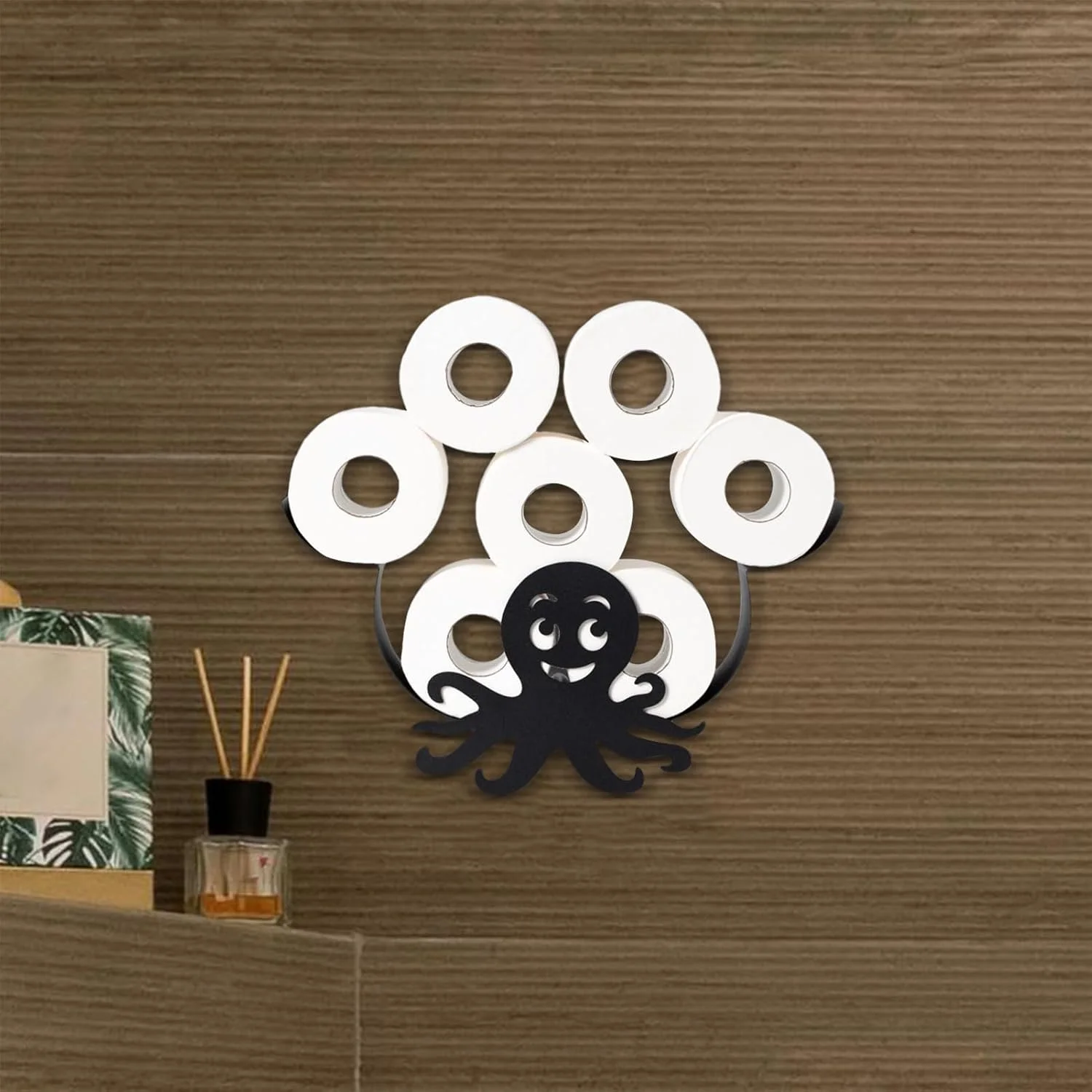 نگهدارنده دستمال توالت طرح اختاپوس خنده دار - استند نگهداری و نظم دهنده رول دستمال کاغذی مناسب خانه های روستایی، حمام، فضاهای کوچک، سرویس بهداشتی و دیوار آر وی