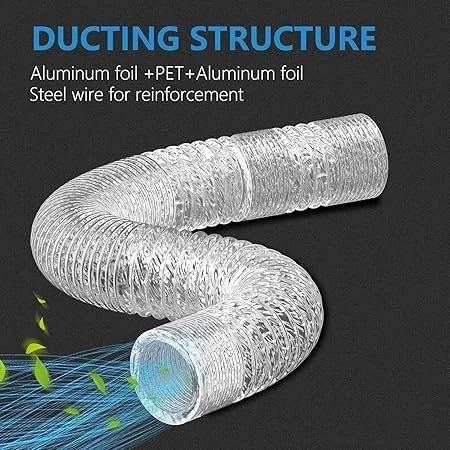 لوله خرطومی آلومینیومی انعطاف پذیر رویال اپکس برای خط تخلیه هوا، خط تهویه مطبوع (6 اینچ (2 بست)) لوله خرطومی آلومینیومی انعطاف پذیر رویال اپکس برای خط تخلیه هوا، خط تهویه مطبوع (6 اینچ (2 بست))