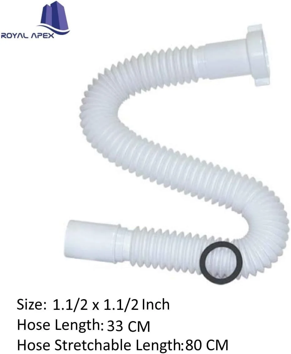 Royal Apex Flexible Drain Pipe Extension, Bathroom, Wash Basin and kitchen Sink Expended Drain Tube Hose (1-1/2 Inch) Royal Apex Flexible Drain Pipe Extension, Bathroom, Wash Basin and kitchen Sink Expended Drain Tube Hose (1-1/2 Inch)