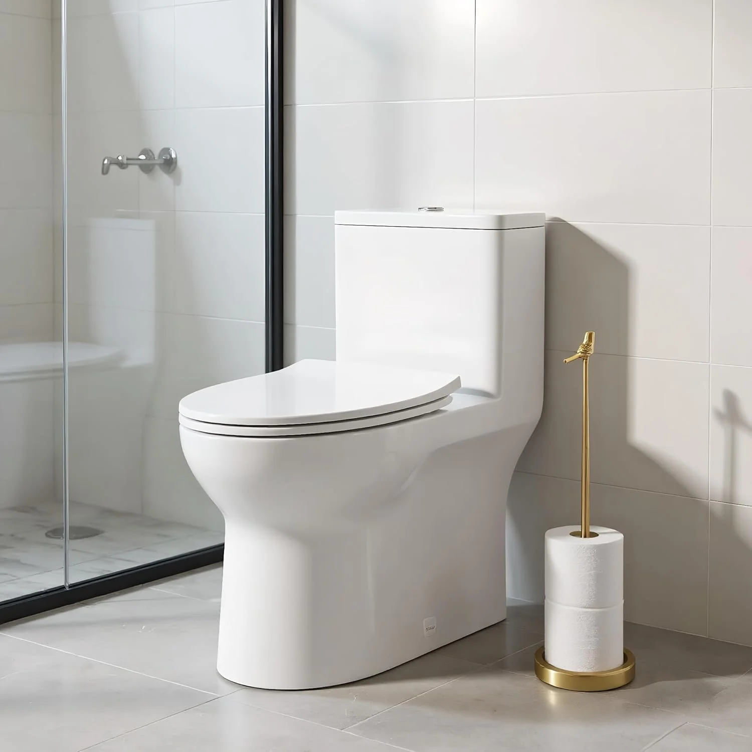 پایه نگهدارنده رول دستمال توالت با ظرفیت 4 رول، نگهدارنده TP ایستاده طرح پرنده، محل نگهداری رول - طلایی