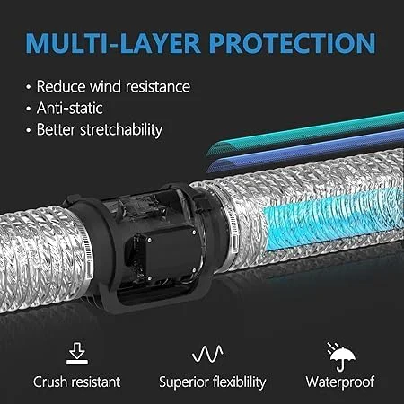 لوله خرطومی آلومینیومی انعطاف پذیر رویال اپکس برای خط تخلیه هوا، خط تهویه مطبوع (6 اینچ (2 بست)) لوله خرطومی آلومینیومی انعطاف پذیر رویال اپکس برای خط تخلیه هوا، خط تهویه مطبوع (6 اینچ (2 بست))