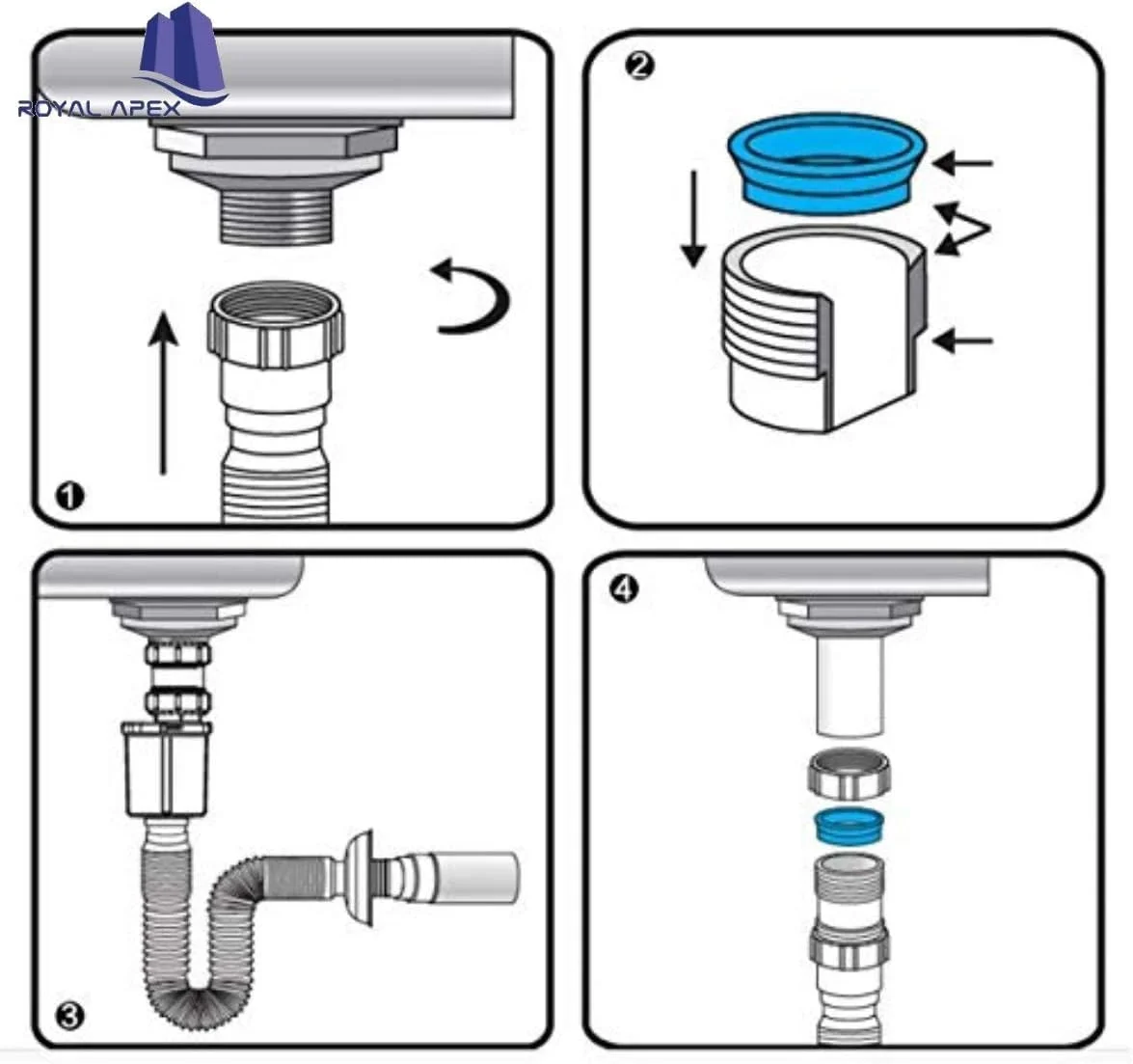 Royal Apex Flexible Drain Pipe Extension, Bathroom, Wash Basin and kitchen Sink Expended Drain Tube Hose (1-1/2 Inch) Royal Apex Flexible Drain Pipe Extension, Bathroom, Wash Basin and kitchen Sink Expended Drain Tube Hose (1-1/2 Inch)