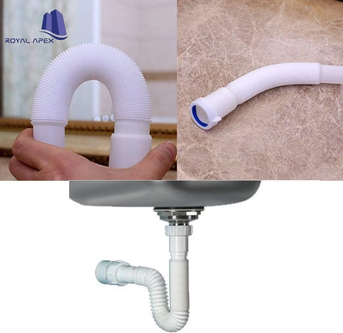 Royal Apex Flexible Drain Pipe Extension, Bathroom, Wash Basin and kitchen Sink Expended Drain Tube Hose (1-1/2 Inch) Royal Apex Flexible Drain Pipe Extension, Bathroom, Wash Basin and kitchen Sink Expended Drain Tube Hose (1-1/2 Inch)