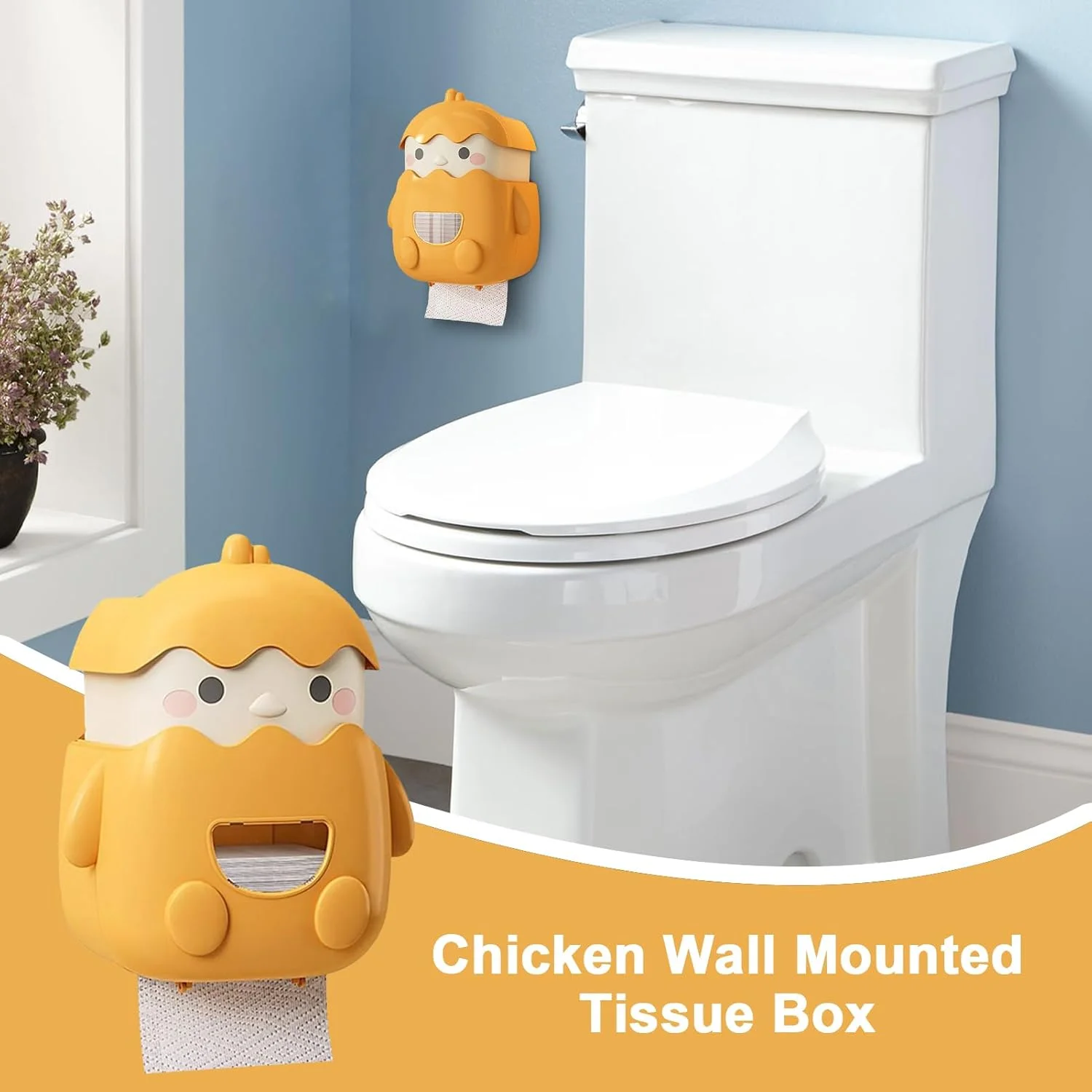 جا دستمال کاغذی توالت - جا دستمال مرطوب دیواری، محفظه نگهداری دستمال کاغذی بدون نیاز به سوراخ کاری برای میز کار، ورودی، اتاق نشیمن، آشپزخانه، حمام