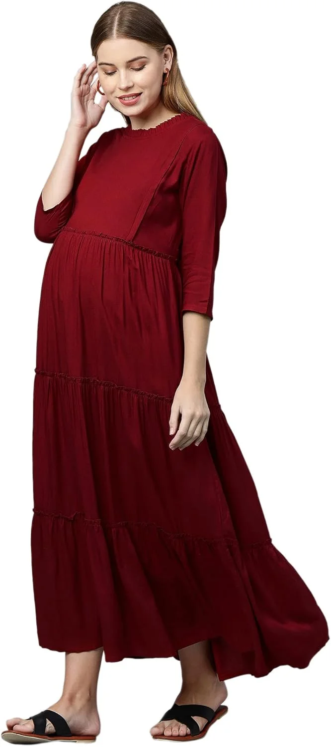 لباس بارداری زنانه MomToBe مدل ریون / لباس بارداری / شیردهی آسان / لباس شیردهی / لباس غربی با زیپ برای دوران بارداری و بعد از بارداری.