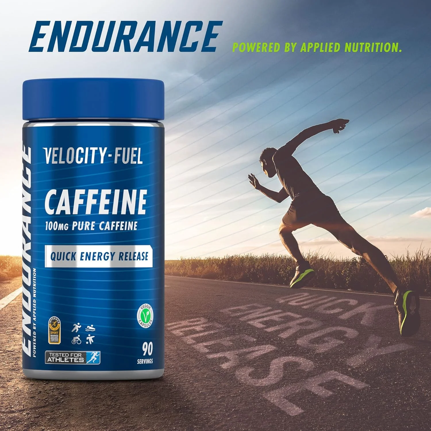 کپسول های کافئین استقامتی اپلاید نوتریشن 100 میلی گرم - کافئین خالص Velocity-Fuel، آزادسازی سریع انرژی، افزایش هوشیاری، تمرکز، افزایش عملکرد استقامتی، کپسول های گیاهی، 90 سروینگ کپسول های کافئین استقامتی اپلاید نوتریشن 100 میلی گرم - کافئین خالص Velocity-Fuel، آزادسازی سریع انرژی، افزایش هوشیاری، تمرکز، افزایش عملکرد استقامتی، کپسول های گیاهی، 90 سروینگ