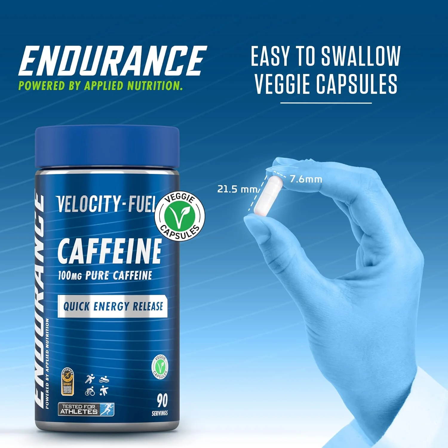 کپسول های کافئین استقامتی اپلاید نوتریشن 100 میلی گرم - کافئین خالص Velocity-Fuel، آزادسازی سریع انرژی، افزایش هوشیاری، تمرکز، افزایش عملکرد استقامتی، کپسول های گیاهی، 90 سروینگ کپسول های کافئین استقامتی اپلاید نوتریشن 100 میلی گرم - کافئین خالص Velocity-Fuel، آزادسازی سریع انرژی، افزایش هوشیاری، تمرکز، افزایش عملکرد استقامتی، کپسول های گیاهی، 90 سروینگ