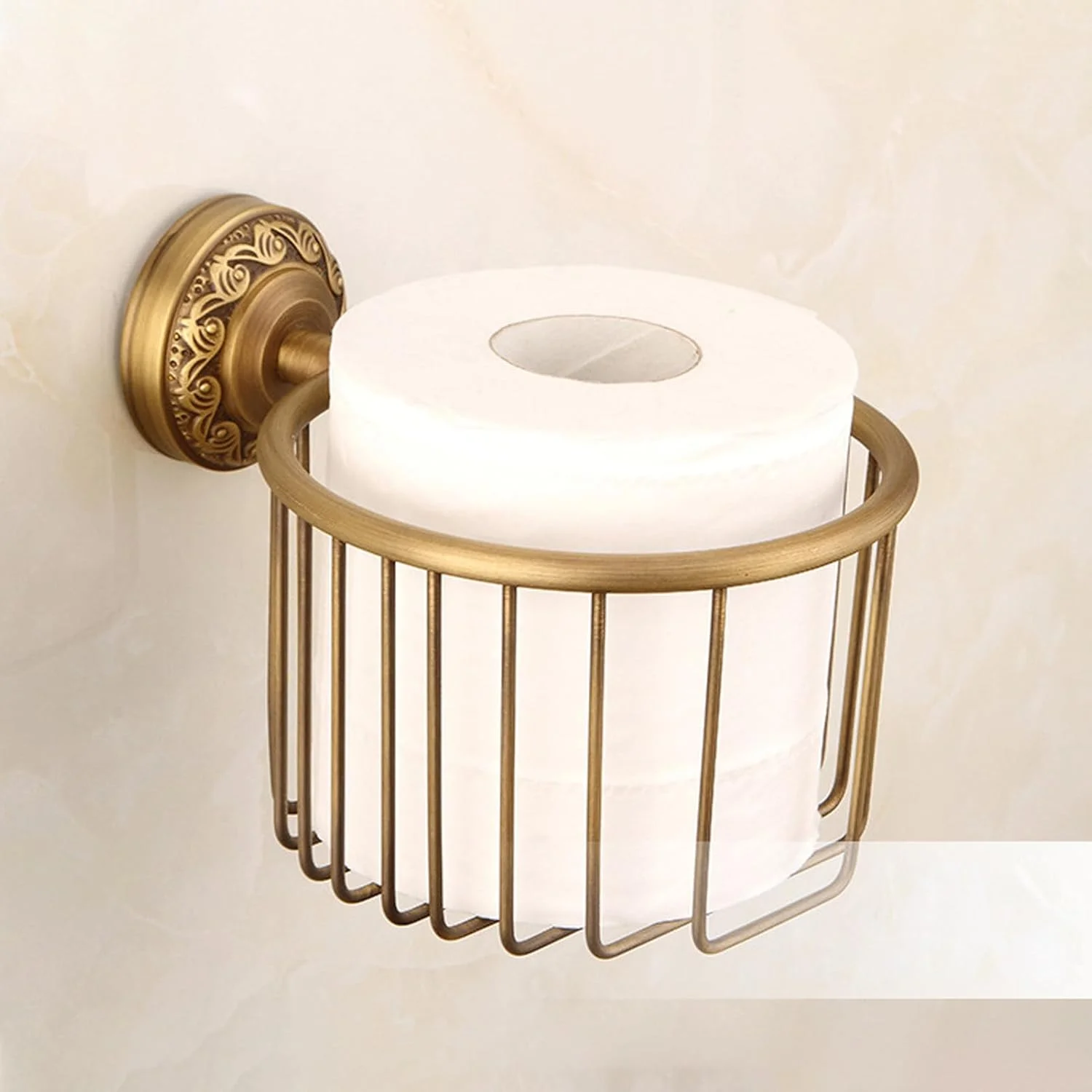 نگهدارنده دستمال توالت برنجی - نگهدارنده رول دستمال توالت دیواری برنجی - لوازم جانبی تزئینی و روستیک حمام برای آپارتمان، خوابگاه، سرویس بهداشتی و خانه