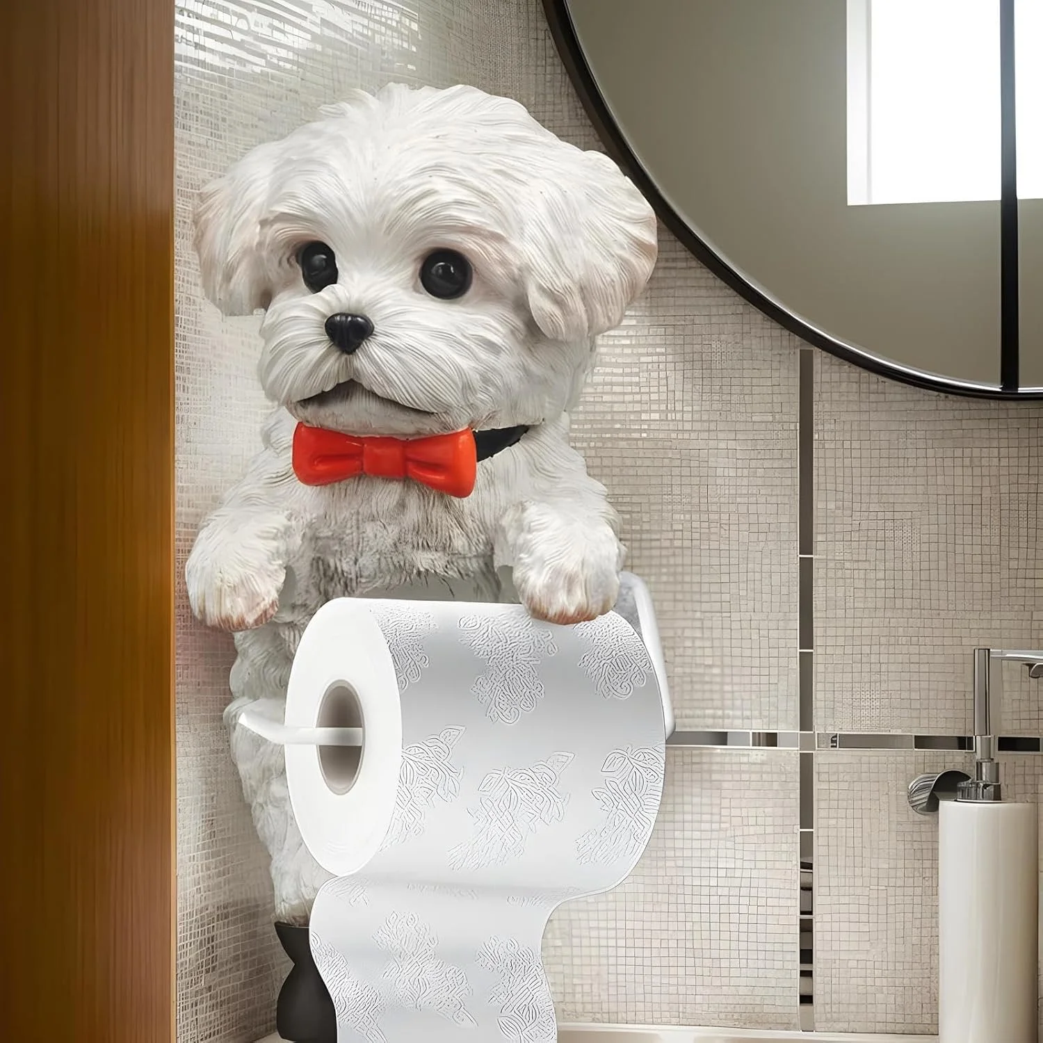 جا دستمال کاغذی توالت، جا دستمال کاغذی سگ - جا دستمال رولی دیواری، دکور اتاق، قفسه زیبا برای آشپزخانه، حمام، هتل، RV