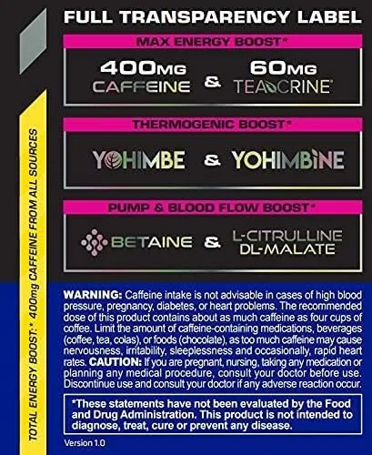 پودر مکمل قبل از تمرین USN 3XT Max برای انرژی، استقامت و پمپاژ، اکسید نیتریک، سیترولین، کافئین، بدون کراتین، پانچ میوه، 180 گرم
