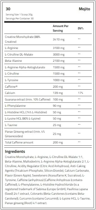 مکمل قبل از تمرین تیم وان دکتر N.O - تقویت کننده نهایی اکسید نیتریک برای سطوح انرژی و استقامت، ترکیبی از آمینو اسیدها برای ریکاوری و عملکرد عضلات. (طعم موهیتو، 30 سروینگ)