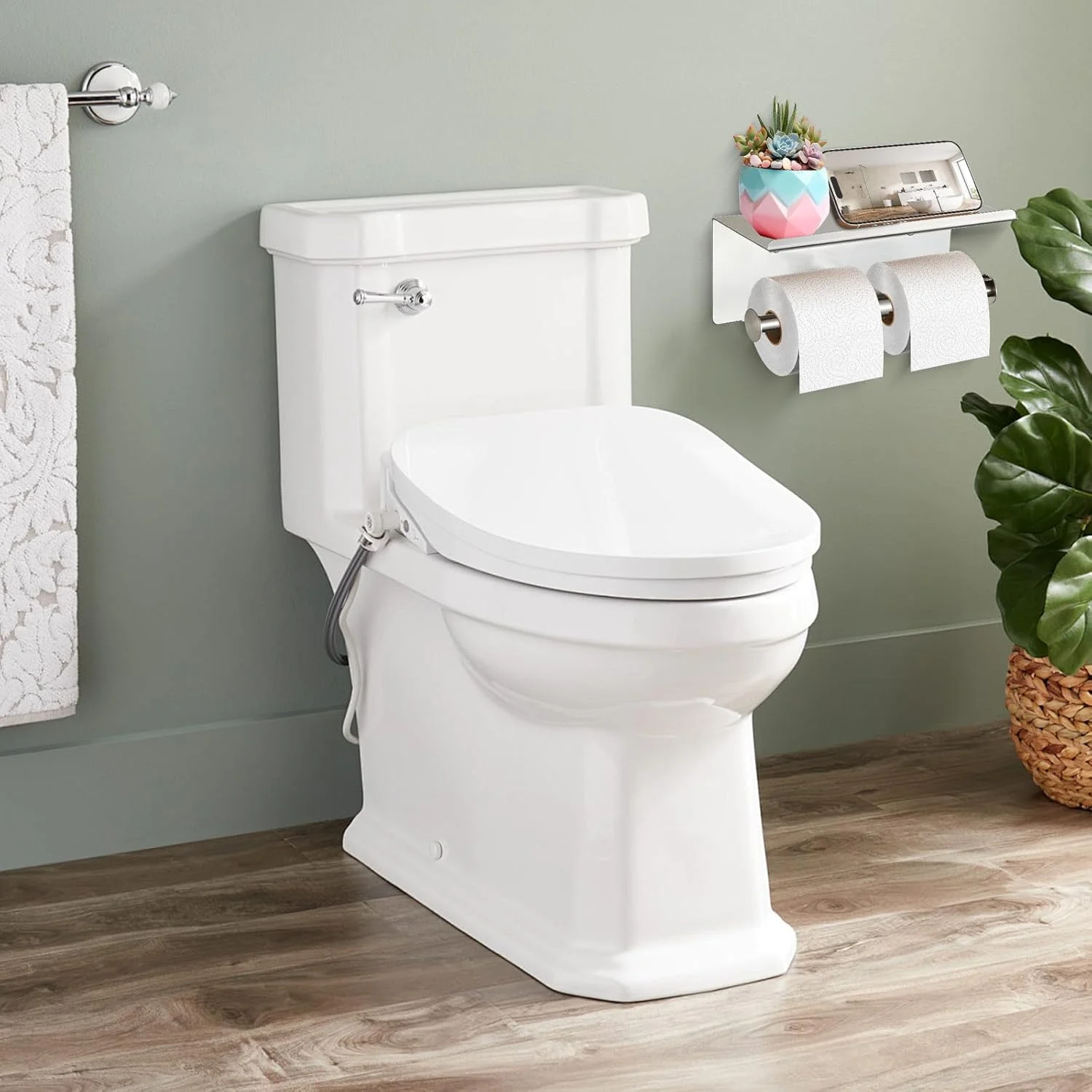 نگهدارنده دستمال توالت با قفسه، نگهدارنده دستمال توالت دیواری Aneder، جای دستمال کاغذی دو رول، نگهدارنده دستمال توالت حمام نقره ای