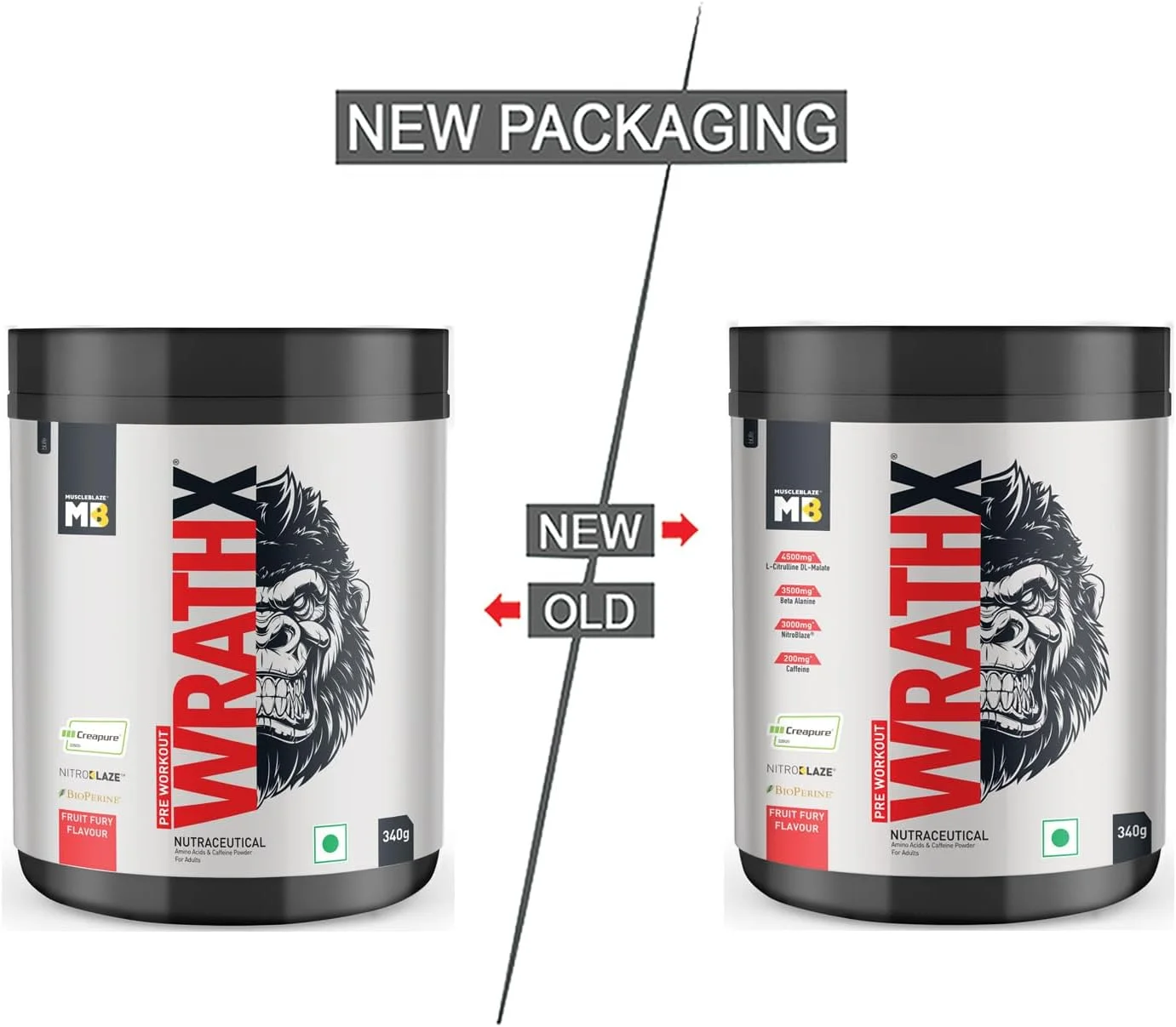 پودر قبل از تمرین MuscleBlaze Wrathx با Creapure، Enxtra و Bioperine (طعم میوه ای، 300 گرم، 30 سروینگ) پودر قبل از تمرین MuscleBlaze Wrathx با Creapure، Enxtra و Bioperine (طعم میوه ای، 300 گرم، 30 سروینگ)