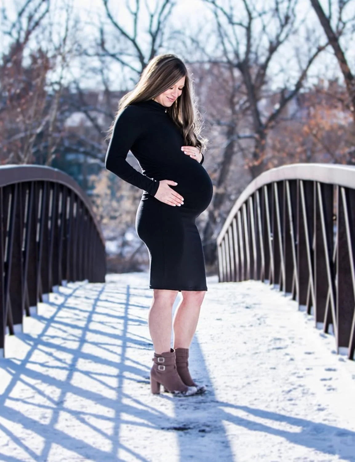 لباس بارداری یقه اسکی و آستین بلند Yeshape با طراحی چین دار در پهلو مناسب استفاده روزمره، جشن نوزاد و عکاسی بارداری لباس بارداری یقه اسکی و آستین بلند Yeshape با طراحی چین دار در پهلو مناسب استفاده روزمره، جشن نوزاد و عکاسی بارداری