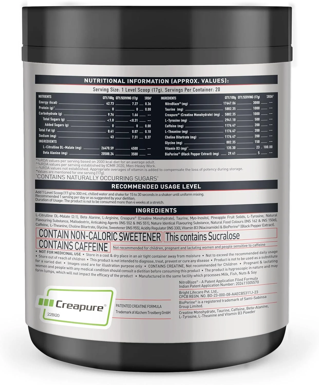 پودر قبل از تمرین MuscleBlaze Wrathx با Creapure، Enxtra و Bioperine (طعم میوه ای، 300 گرم، 30 سروینگ) پودر قبل از تمرین MuscleBlaze Wrathx با Creapure، Enxtra و Bioperine (طعم میوه ای، 300 گرم، 30 سروینگ)