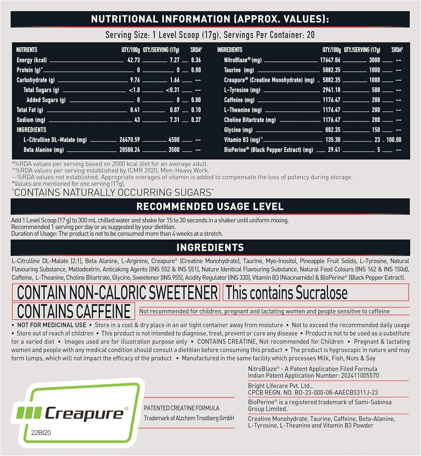 پودر قبل از تمرین MuscleBlaze Wrathx با Creapure، Enxtra و Bioperine (طعم میوه ای، 300 گرم، 30 سروینگ) پودر قبل از تمرین MuscleBlaze Wrathx با Creapure، Enxtra و Bioperine (طعم میوه ای، 300 گرم، 30 سروینگ)