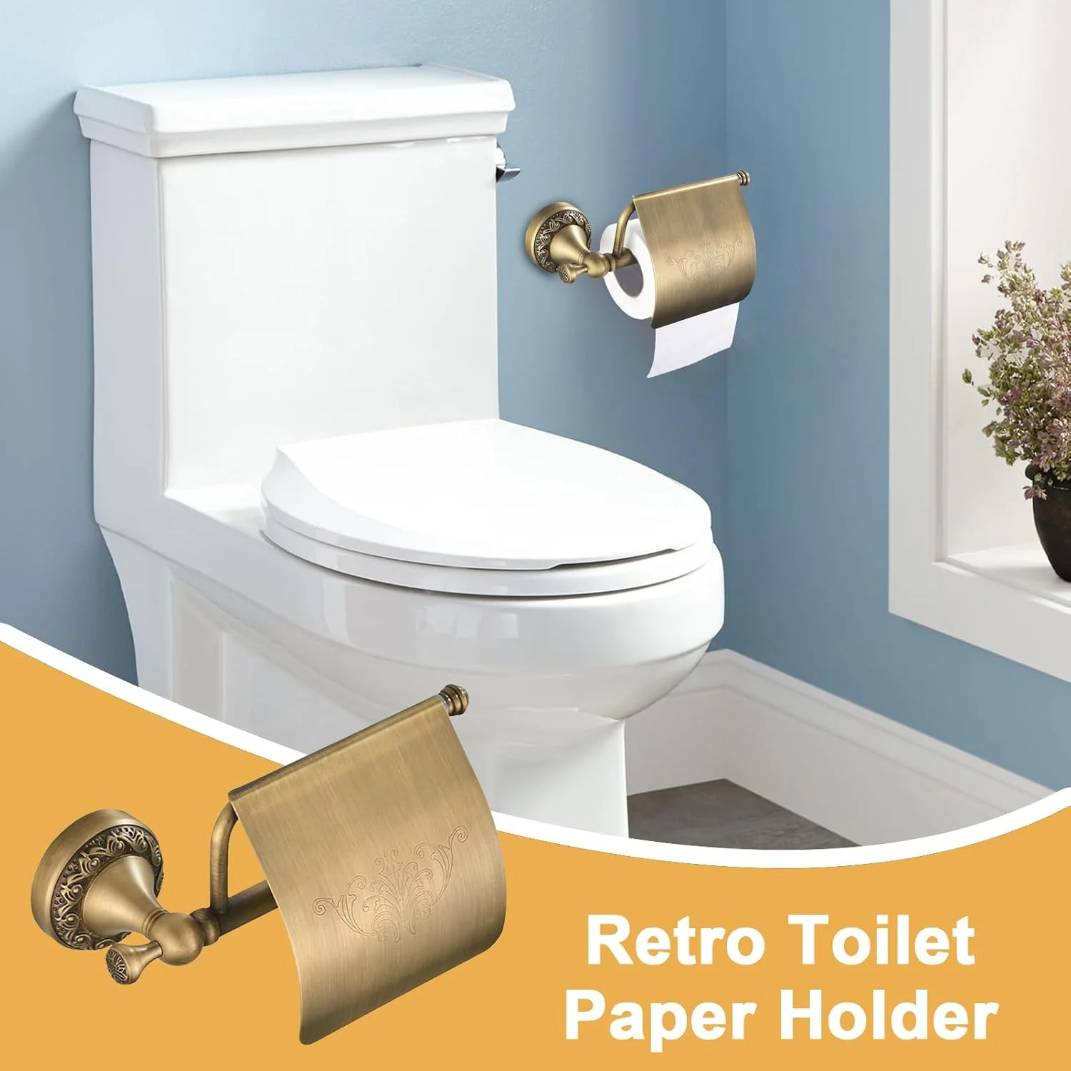 جا دستمال کاغذی توالت، جا رولی دستمال کاغذی دیواری طرح قدیمی - قفسه نگهداری و سازماندهی رومیزی تزئینی برای حمام، آشپزخانه، آپارتمان، توالت سیار