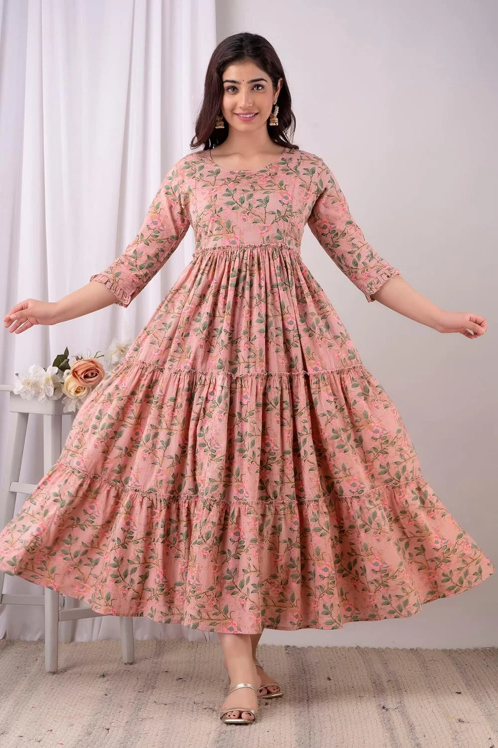 لباس بارداری زنانه نخی آنارکلی واریکوس با زیپ، راحت و مناسب شیردهی